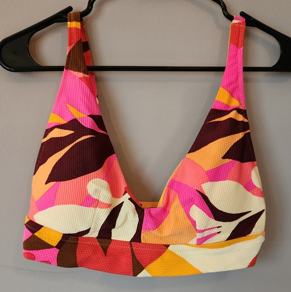 Aerie Pink & Yellow Swim Bikini Top